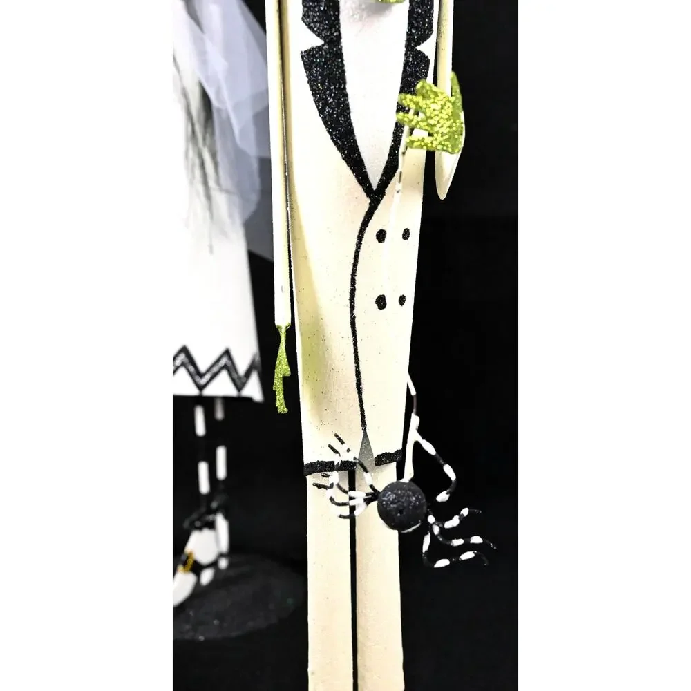 Retired Pier 1 Imports Metal Glitter Frankenstein & Skeleton Bride